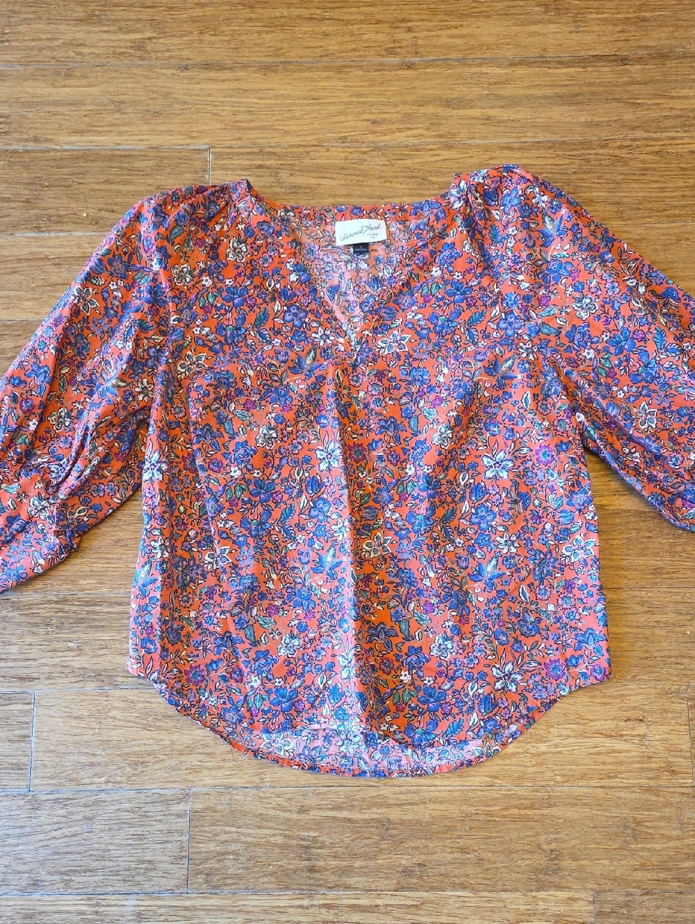 Orange Floral Blouse